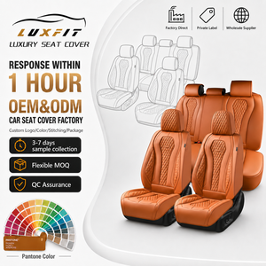 Ensemble de housses de siège de voiture Luxfit en cuir Nappa matelassé diamant <span class=keywords><strong>cognac</strong></span>, enveloppement complet, amélioration de l'habitacle pour berline et SUV, compatible airbag, ajustement universel - Product Image 1