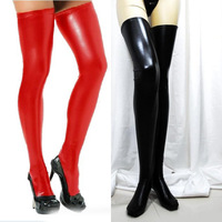 Bas élastique au-dessus du genou Costumes de danse de poteau en similicuir Chaussettes longues de luxe avec logo personnalisé pour femmes