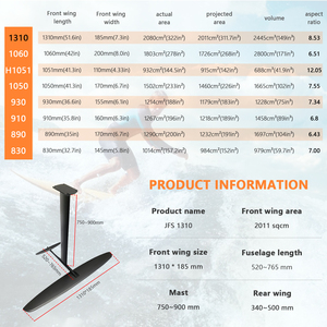 โรงงาน OEM เชี่ยวชาญด้านคาร์บอนฟอยล์ไกลด์ GY1310 2100 ตารางเซนติเมตร ปีกไฮโดรฟอยล์สำหรับเล่นเซิร์ฟแบบปั๊ม JFS1310 โรงงาน OEM เชี่ยวชาญด้านคาร์โบ - Product Image 4