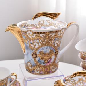 Service à thé de l'après-midi en porcelaine de style antique européen, grand ensemble unique avec carafe à lait, tasses et soucoupes, vaisselle de mariage, assiettes en céramique - Product Image 3