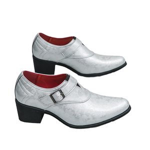 Nouvelles Chaussures d'été habillées pour hommes 2026 à bout pointu, en cuir verni brillant, avec bride à boucle, style mocassins à talons hauts - Product Image 1
