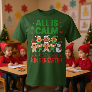 Tout est calme, c'est l'école maternelle, t-shirt de Noël en forme de pain d'épices - Product Image 3