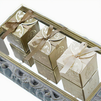 Boîtes cadeaux de mariage en carton avec pelliculage mat, recyclables, avec ruban, pliables carrées, pour mariage, baby shower, fête, bonbons, durables
