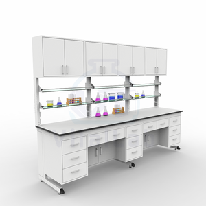 Reinweißer Wasserfester Metall-C-Rahmen Moderner Labor-Arbeitstisch Leicht zu Reinigender Schwebender Labortisch mit Steckdose - Product Image 2