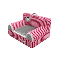 Lit surélevé pour chat en coton PP épais et pelucheux, prêt à être expédié, chaud pour l'hiver, à rayures, antidérapant, canapé pour animaux de compagnie, pour chats d'intérieur, vente en gros