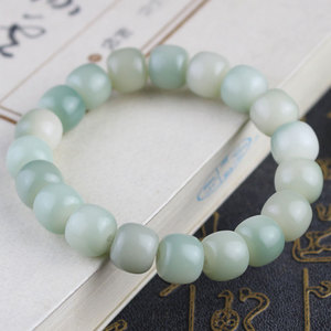 White Jade Bead <b>Bracelet</b> 10x11mm 19 Pieces Round Shape Ethnic Style Religious Ceremony Jewelry - Product Image 2