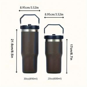 Double Wall 600ml/900ml Stainless Steel Vacuum Insulated Travel Tumbler Eco-Friendly Car Mug Handle Lid <b>Straw</b> Hot Water Tea - Product Image 3