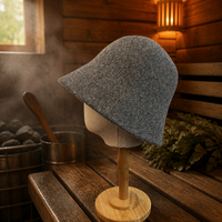 Chapeau de sauna en laine fait main avec broderie, bonnet de sauna en feutre écologique, protection thermique épaissie pour hammam et banya