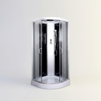 Cabine de douche coulissante tout-en-un avec base en acrylique, design antidérapant en forme d'arc pour salle de bain