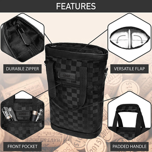 Bolsa de transporte para botella de vino, bolsa enfriadora de vino aislada a prueba de fugas para viaje, <span class=keywords><strong>BYOB</strong></span>, bolsa de vino portátil acolchada para Picnic con bolsillo - Product Image 5