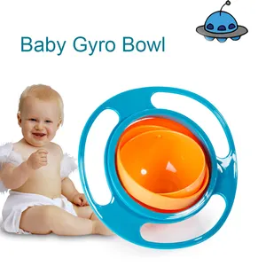 Magia de 360 graus de rotação Resistente ao derramamento Balance Bowl Gyro Shape Kids Feeding Bowl com tampa para criança