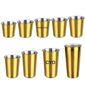 Copa reutilizable apilable de 16oz, copa de vino, copa de agua potable, copa de cerveza de acero inoxidable - Product Image 1