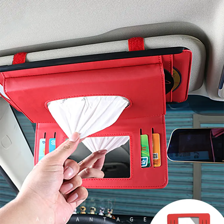 Boîte à mouchoirs étanche, panneau de visière de véhicule, pochette multi-poches, sac de rangement pour stylos CD, organisateur de pare-soleil de voiture pour camion, support d'accessoires de voiture