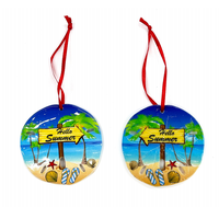 Décoration suspendue en résine personnalisée en gros, motifs tropical, plage, dollar de mer, tortue surfiste, bus, cadeau de vacances