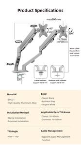 <span class=keywords><strong>Support</strong></span> de bras de moniteur de bureau à <span class=keywords><strong>double</strong></span> ressort à gaz réglable 17-30 <span class=keywords><strong>pouces</strong></span> <span class=keywords><strong>support</strong></span> de <span class=keywords><strong>support</strong></span> de <span class=keywords><strong>support</strong></span> d'<span class=keywords><strong>écran</strong></span> pour bras de moniteur - Product Image 6