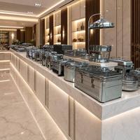 Luxe RVS hydraulische buffetchafingdish, glazen deksel voor visuele weergave, professionele hotel- en restaurant cateringset