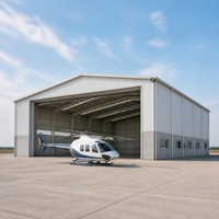 Hangar en structure métallique pour hélicoptères, destiné aux installations aéronautiques, au stockage d'avions et à la construction de hangars
