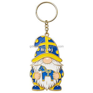 Porte-clés Gnome Svedique Cheval de Dala avec texte « Hej Hej », <span class=keywords><strong>en</strong></span> alliage de zinc émaillé de haute qualité, personnalisable, souvenir de <span class=keywords><strong>voyage</strong></span> nordique - Product Image 1
