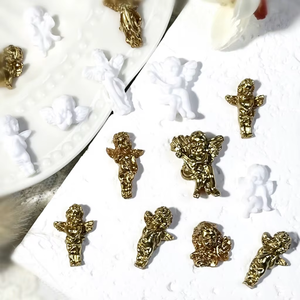 20 pz/borsa Decorazioni Unghie Barocche in Rilievo, Gioielli 3D in Resina con Perle Bianche, Charms Unghie Angelo Cupido - Product Image 2