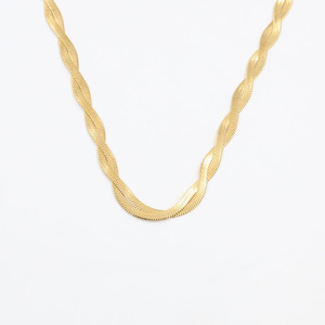 <b>Titanium</b> Steel Clavicle <b>Chain</b> Necklace 18k Gold Double Layer Cross Woven Blade Women's Jewelry Design - Product Image 5