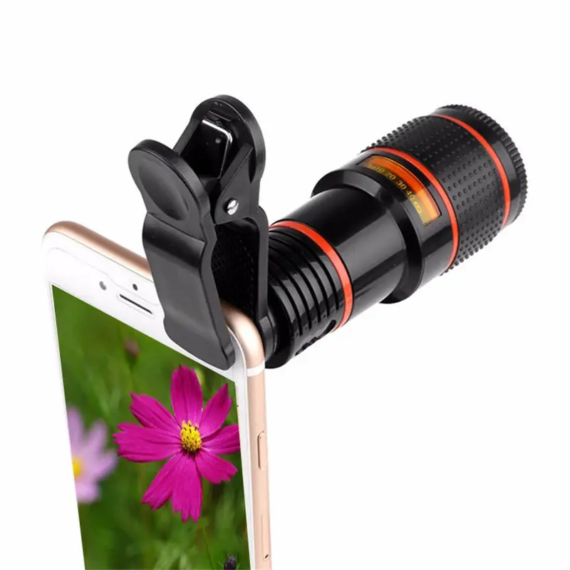 Lente de cámara para teléfono móvil, teleobjetivo con Zoom 12X, telescopio externo con Clip Universal para teléfono inteligente