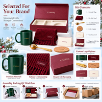 Coffret Cadeau d'Entreprise Personnalisé pour Noël : Mug en Céramique, Écharpe, Infuseur à Thé, Sous-Verre et Carte – Idéal pour Remercier vos Clients