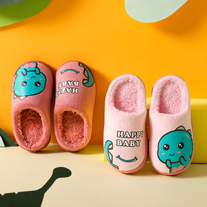 Chaussures en peluche de dinosaure mignon de haute qualité pour pantoufles pour enfants hiver décontracté intérieur maison fourrure pantoufle ouvert doux TPR semelle antidérapant - Product Image 4