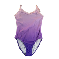 Justaucorps de ballet pour filles de haute qualité, en spandex, avec short et jupe intégrés, doublure en mousseline ombrée violette