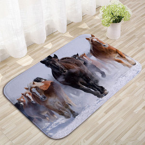 Alfombrillas de franela de la serie Galloping Horse, modernas y refrescantes, antideslizantes, absorbentes, para baño, venta al por mayor. - Product Image 1