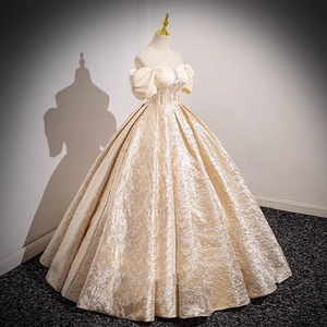 2026 long <b>puff</b>-sleeved cocktail dress for the annual meeting, hostess formal attire for the coming-of-age ceremony - Product Image 1