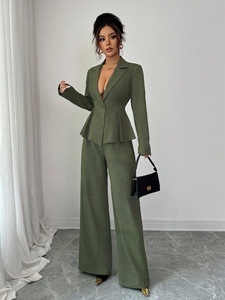 Elegante Completo da Lavoro Autunno-Inverno Stile Europeo-Americano, <span class=keywords><strong>Giacca</strong></span> Blazer a Maniche Lunghe <span class=keywords><strong>e</strong></span> Pantaloni a Gamba Larga - Product Image 5