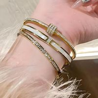 Bracelets empilables pour femmes, styles variés, en acier inoxydable plaqué or, étanches et inaltérables, vente en gros