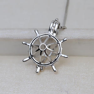Pendentif en argent S925 Wenchi, forme de bateau pirate et de tournesol, accessoire de bricolage pour femmes, breloques pour collier 6-8, composants de cage à trous - Product Image 4