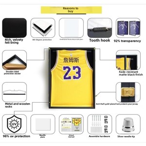 Cornice Espositiva Personalizzata per Maglie Sportive, Cornice Nera Artigianale con Coperchio a Ribalta per Magliette, Cornice per Foto, Cornice per Maglie da Basket e Calcio - Product Image 3