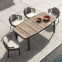 Ensemble de canapés d'extérieur modernes en aluminium et teck, salon de jardin modulaire imperméable, mobilier de patio de luxe résistant à la rouille pour l'Australie