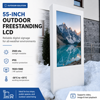 Affichage numérique LCD extérieur 55 pouces IP65, kiosque sur pied, 2500 cd, publicité toutes saisons pour événements commerciaux