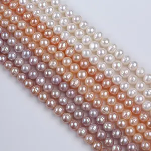 Hot Sale 9-10mm Natural White Pink Purple Potato Freshwater Pearl Strands