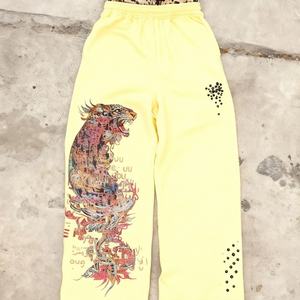 ผู้ผลิตเสื้อผ้า OEM กางเกงวอร์มขาบานทรงหลวมพิมพ์ลาย DTG แบบสั่งทำพิเศษ 100% ผ้าฝ้าย - Product Image 2