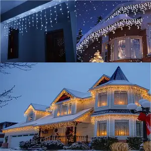 Merry Christmas LED Icicle Lights Wall Window Hanging Curtain Fairy String Lights For Wedding Birthday Party