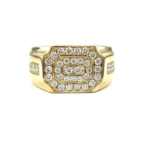 Best Boyfriend Lover Gift 18k Solid Pink Gold 100% Natural Diamond Fine Jewelry Statement large Gents Cock Ring per uomo