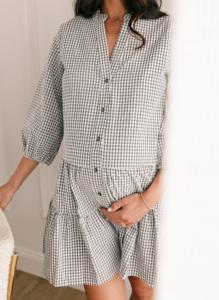 Летнее стильное короткое многослойное платье с V-образным вырезом и рукавами 3/4, с индивидуальным принтом, в стиле бэбидолл - Product Image 6