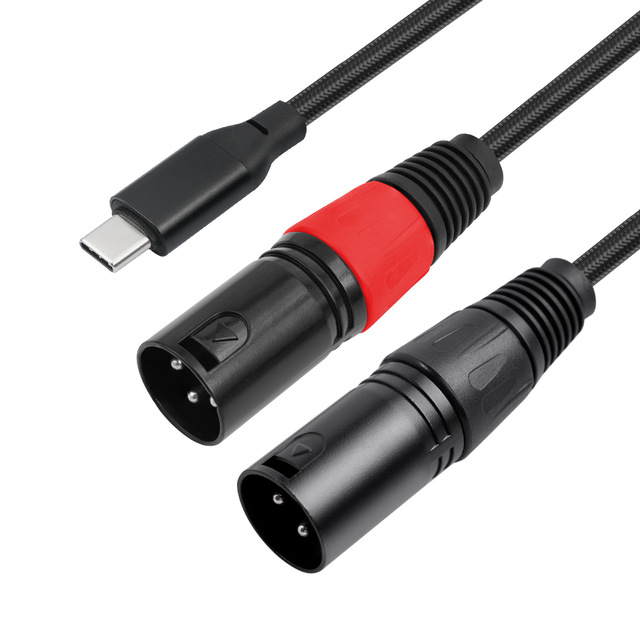 32Bti/384Khz decoding/USB TYPE-C male to dual XLR public speaker audio cable for mobile phone power amplifier 1m