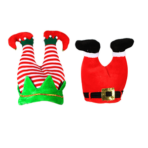 Chapeau de Noël Youki, rayé, pour fête, mignon, drôle, épais, chaud, lutin, clown, rouge, pantalon, jambe - Product Image 5