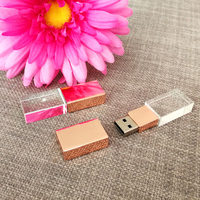 OEM Cle de vidrio blanco de Cristal USB Pen drives USB 2,0 de 3,0 GB 16GB 32GB 64GB 128GB boda Cristal USB flash drive