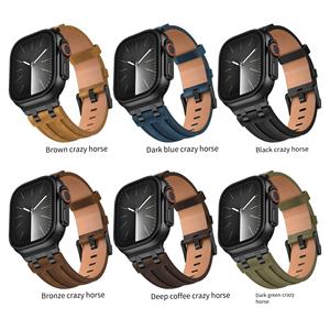 Cinturino di Lusso Forwelleny in Pelle Crazy Horse per Apple <span class=keywords><strong>Watch</strong></span> <span class=keywords><strong>Ultra</strong></span> 2 49mm Serie 11 10 9 <span class=keywords><strong>8</strong></span> 46mm - Product Image 2