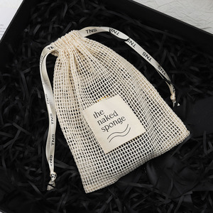 Custom Label Logo Cotton Mesh <strong>Drawstring</strong> Candle Gift Bag Natural Mesh Cotton Cosmetic Shopping <strong>Drawstring</strong> <strong>Pouch</strong> With Ribbon - Product Image 5