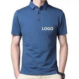 Disesuaikan grosir kaus Polo kerah V pria lengan pendek berat badan organik katun logo kemeja Polo lengan pendek