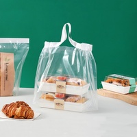 Sacs en plastique transparent personnalisés avec cordon de serrage en satin, fond plat, pour emballages alimentaires à emporter, imperméables, réutilisables, promotionnels