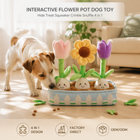 Mainan Anjing Pot Bunga Interaktif, Tempat Sembunyikan Camilan, Berbunyi, Berkerut, Mainan Puzzle Hewan Peliharaan untuk Distributor Toko Ritel (Pesanan Grosir)