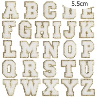 Patchs thermocollants personnalisables en forme de lettres anglaises brodées, avec sequins et chenille, faits à la main, à coudre sur vêtements en jersey, sacs à dos et sacs